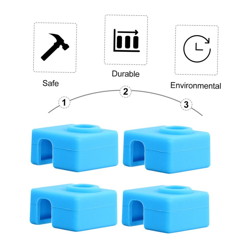 Cabilock 5pcs Blue Heater Block Silicone Case Aluminum Cover Protective Sleeve High Temperature Stability - Image 2